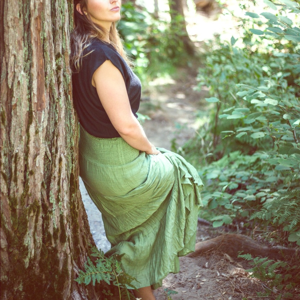 Only 1 Left! Flowy Tiered Gauze Peasant Maxi Skirt